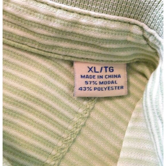 Tommy Bahama Polo Shirt Mens XL Green Striped Lightweight Modal/Polyester Blend - Picture 6 of 6